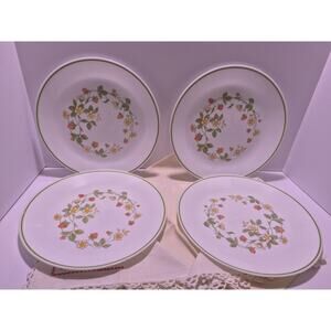 Vtg Corelle Corning Strawberry Sundae Dinner Plates 10.25 Inch Set Of 4 1980s